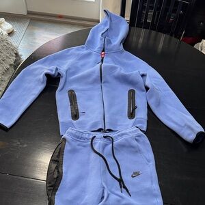 Nike Light Blue and Black Hooded Tracksuit